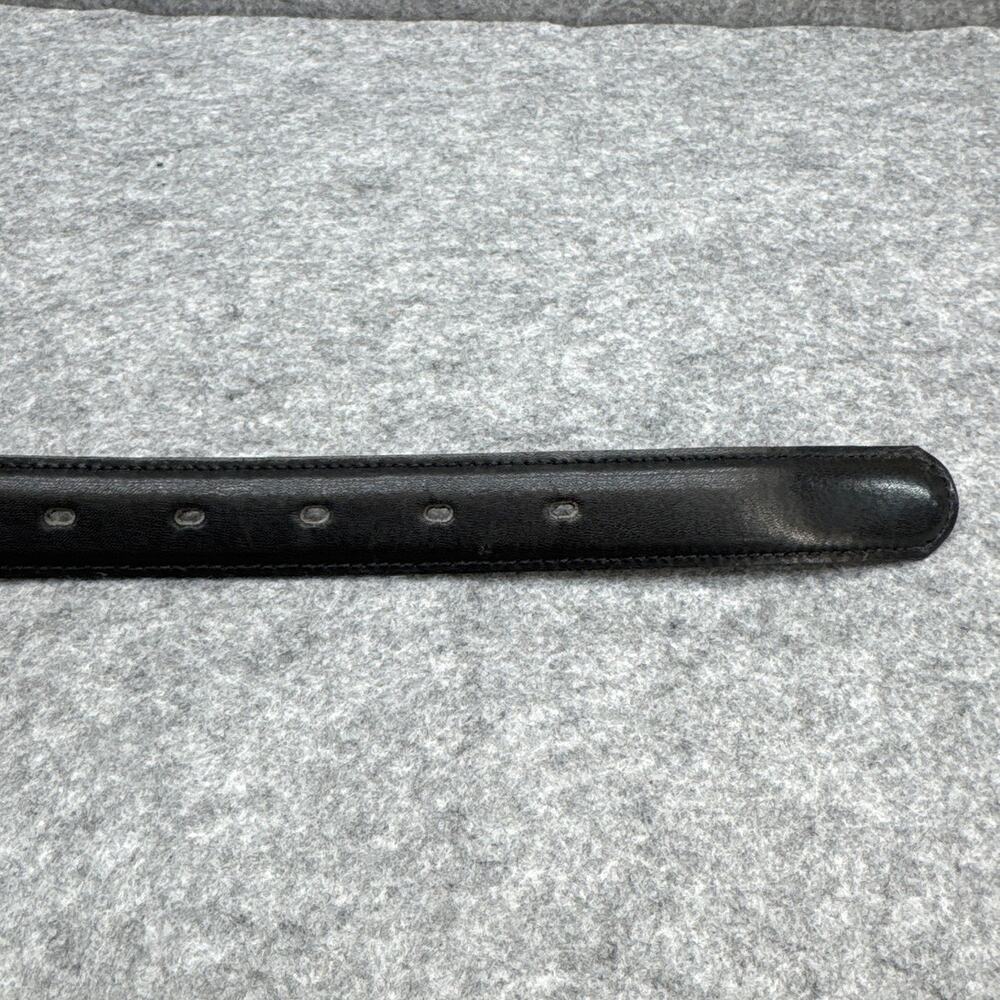 Vintage Black Leather Brass Buckle 1" Wide Dress Belt Men 36" - Picture 5 of 8